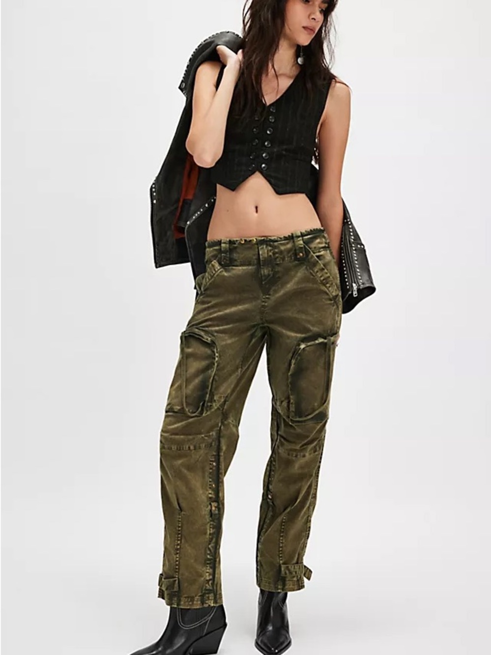 We The Free Olive Cargo Boyfriend Jeans